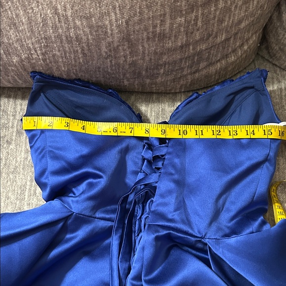 Royal Blue Mermaid Prom Dresses Sweetheart Backless High Side Split Evening Gown - Picture 7 of 8